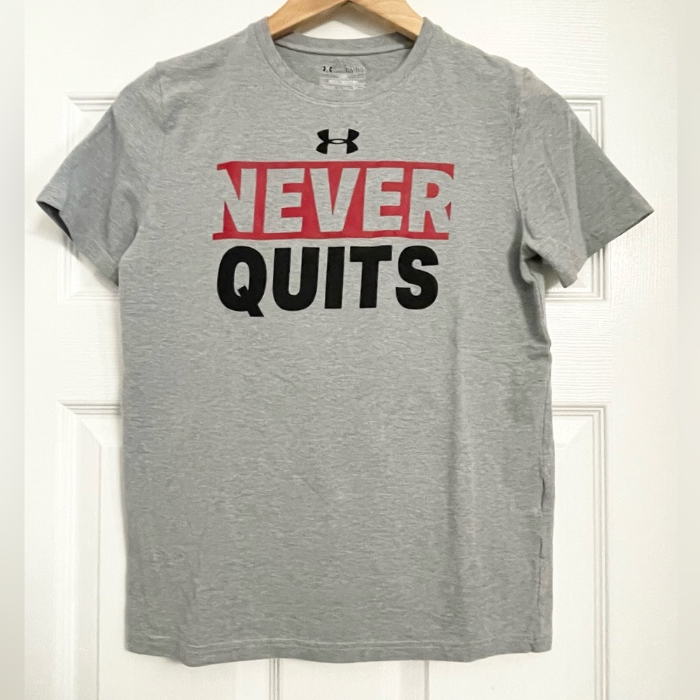 Under Armour Gray T-Shirt with Red and Black Print